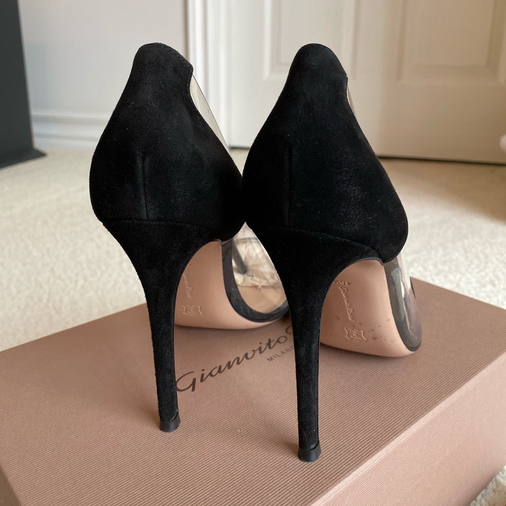 Gianvito Rossi Suede Plexi Pumps - Picture 3 of 5